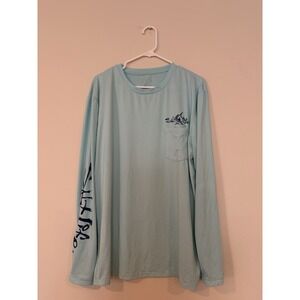 Salt Life Brand Soft Blue Long Sleeve Swim Ocean Rash Guard XL